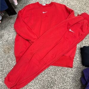Nike Red Crewneck and Joggers Set